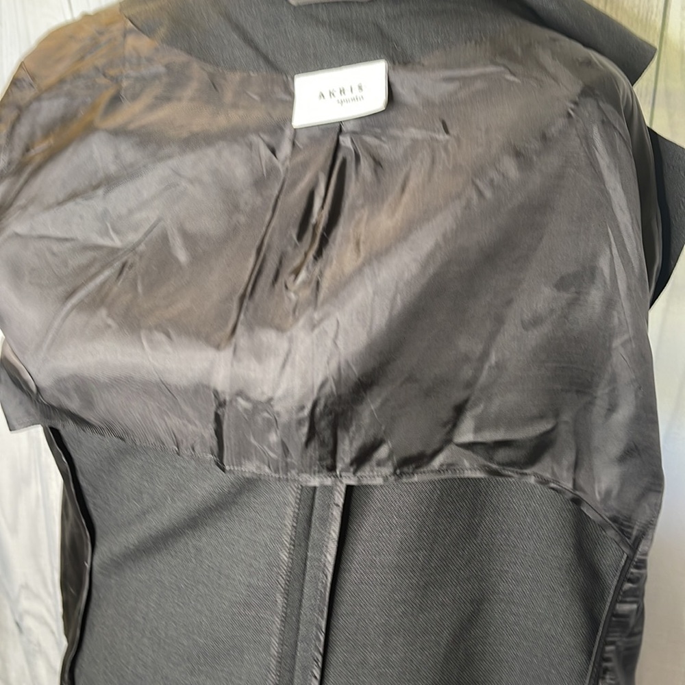 Akris Punto Blazer Jacket Wool Blend Lined Boxy Black Sz 14 - Picture 10 of 13